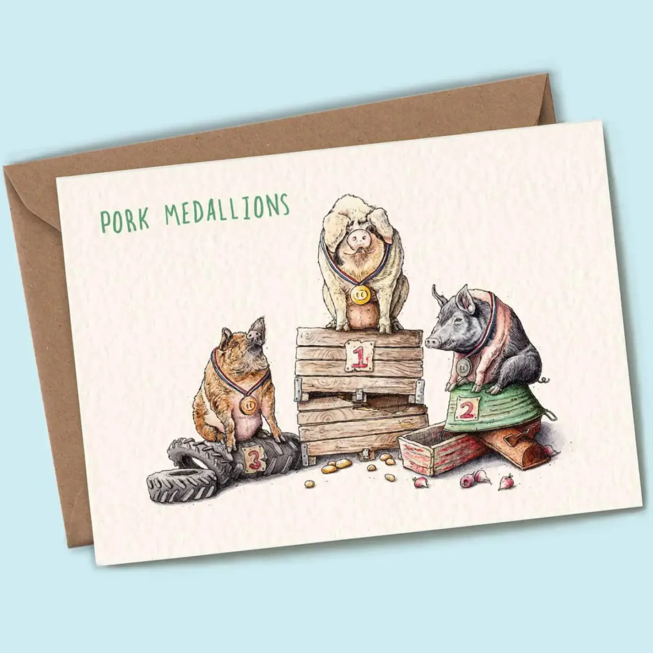 Bewilderbeest Pork Medallions Greetings Card- Greeting Cards
