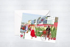 Njeri Illustrated Portobello Market Cafe Christmas Card- Christmas Cards|Greeting Cards