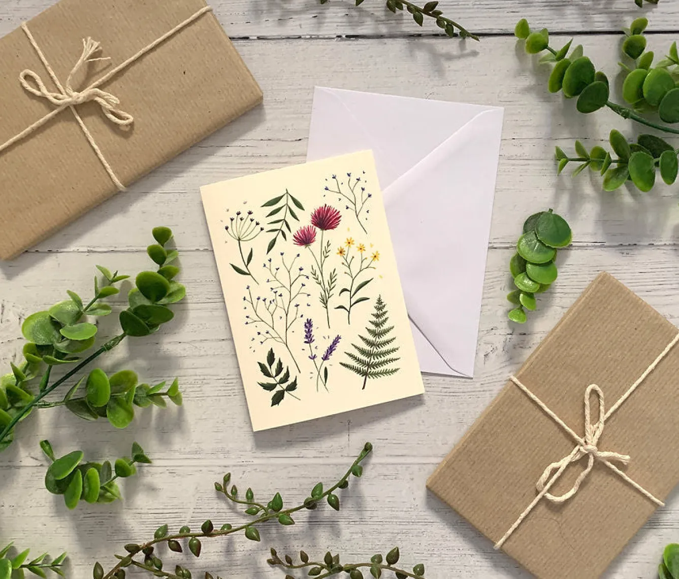 Becky Amelia Pressed Wildflowers Greeting Card- Greeting Cards