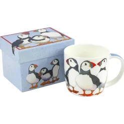 Emma Ball Puffins Bone China Mug- White (Boxed)- Tea|Seaside