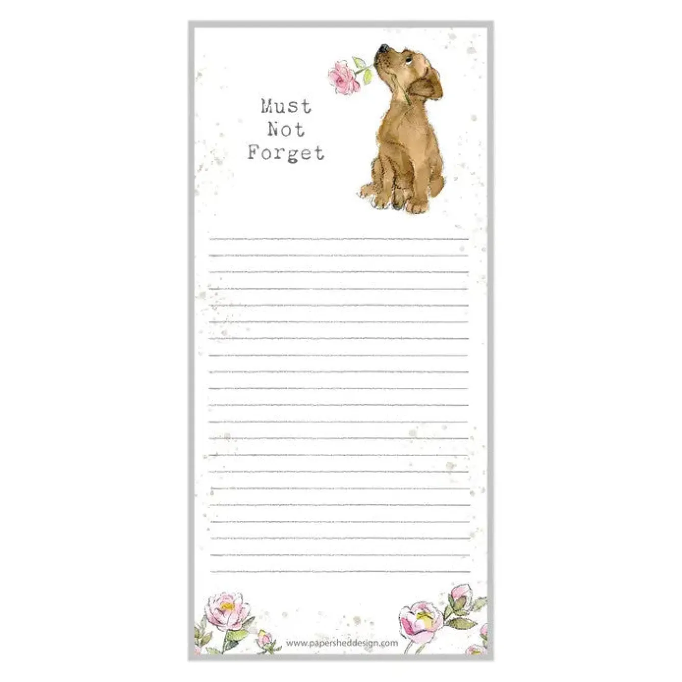 Paper Shed Design Puppy with Flower "Must Not Forget" Magnetic List Pad- Stationery