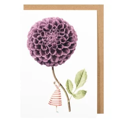 Laura Stoddart Purple Dahlia Blank Greetings Card- Greeting Cards