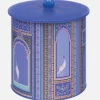 Sara Miller London Purple Lattice Windows Biscuit Barrel- Storage