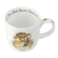 Wrendale Designs "The Diet Starts Tomorrow" Small Bone China Mug (11oz)- Flowers & Garden|Animals