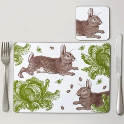Thornback & Peel Rabbit & Cabbage Set of 4 Coasters- Melamine|Coasters