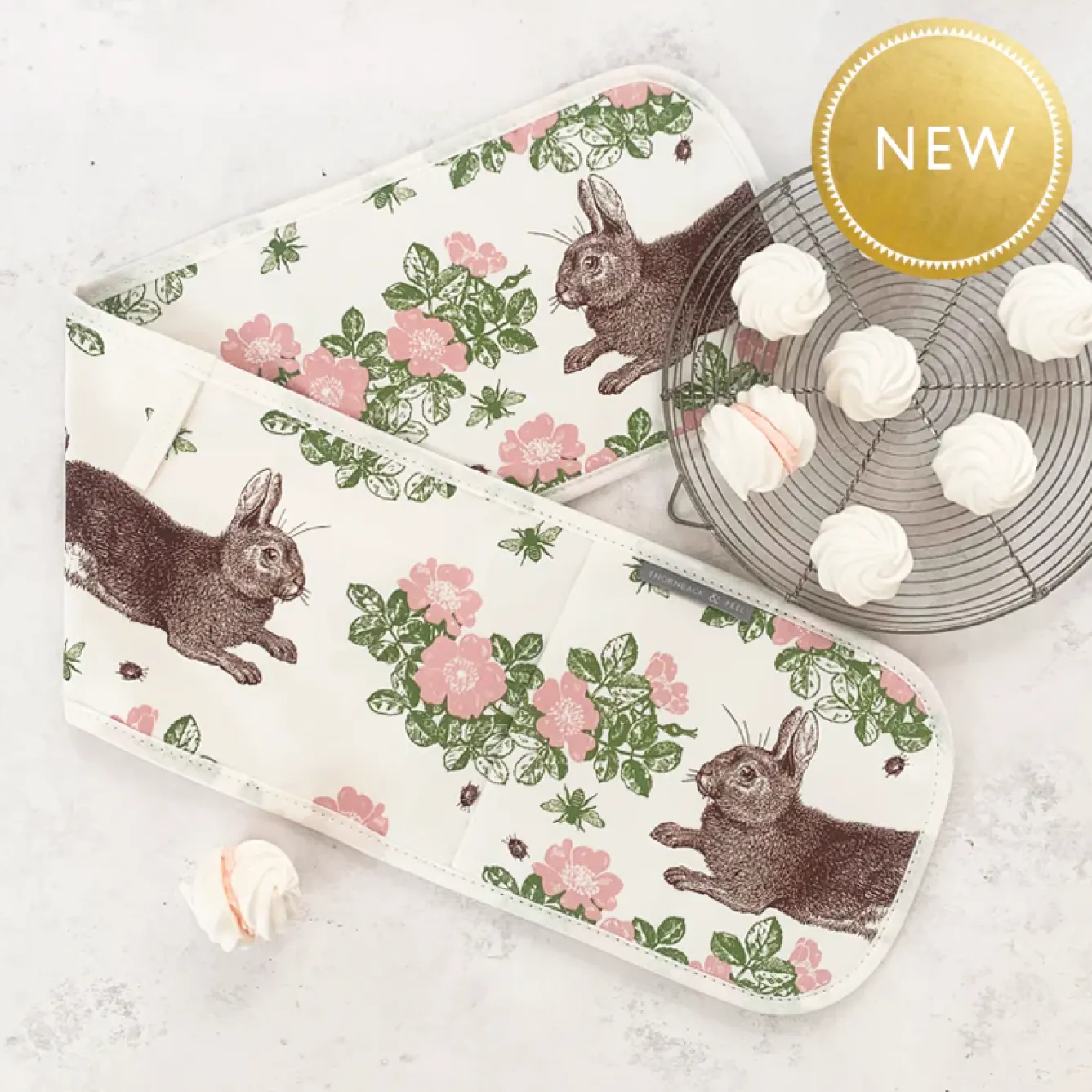 Thornback & Peel Rabbit & Rose Double Oven Glove- Easter|Tea