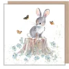 Paper Shed Design Rabbit with Forget Me Knots and Butterflies Greetings Card- Greeting Cards