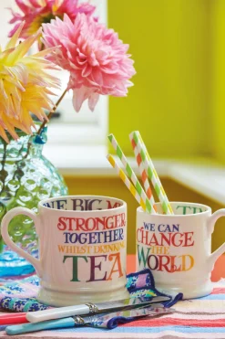 Emma Bridgewater Rainbow Toast Change The World 1/2 Pint Mug- Whimsical|Bright Colors