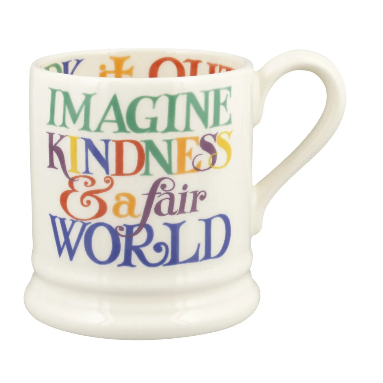 Emma Bridgewater Rainbow Toast Kindness & A Fair World 1/2 Pint Mug- Whimsical|Bright Colors