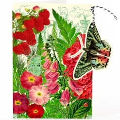 Madame Treacle Raspberry Garden Butterfly Hanging Fandangle Card- Greeting Cards