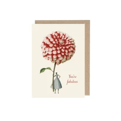Laura Stoddart Red & White Dahlia You're Fabulous Greetings Card- Greeting Cards