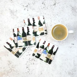 Corinne Alexander Red Bordeaux Coaster Set by- Father's Day|Coasters