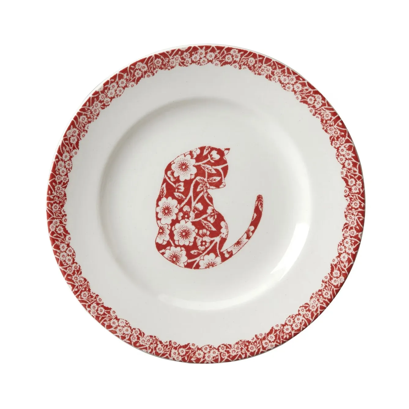 Burleigh Red Calico Cat 7in Small Plate- Plates