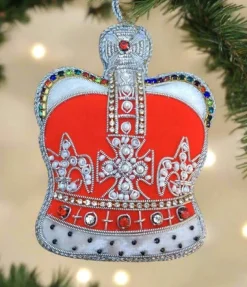 Tinker Tailor Red Velvet Imperial Crown Decoration by London- Christmas Decorations|Seasonal Decor