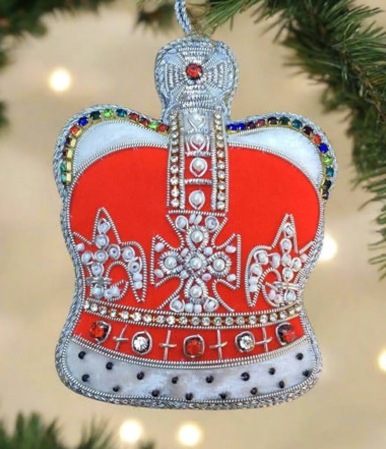 Tinker Tailor Red Velvet Imperial Crown Decoration by London- Christmas Decorations|Seasonal Decor