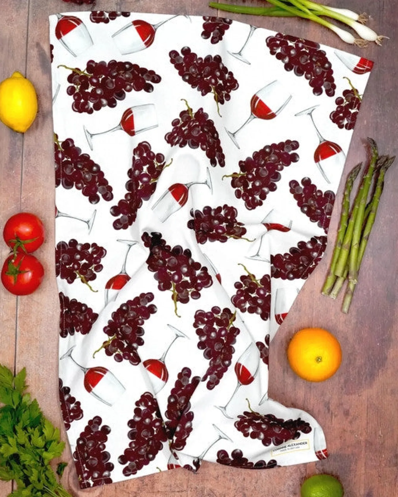 Corinne Alexander Red Wine Tea Towel by- Father's Day|Tea