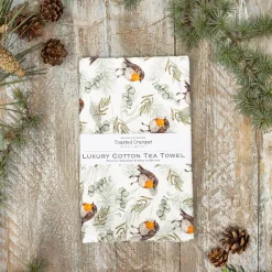 Toasted Crumpet Robin & Eucalyptus Pure Tea Towel- Christmas|Tea
