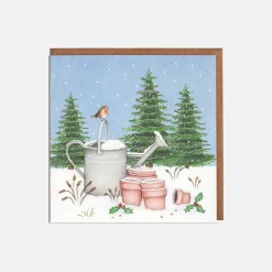 Lottie Murphy Robin & Watering Can Christmas Card- Christmas Cards|Christmas