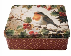 Elite Tins Robin Nostalgia Christmas Deep Rectangular Tin- Christmas|Seasonal