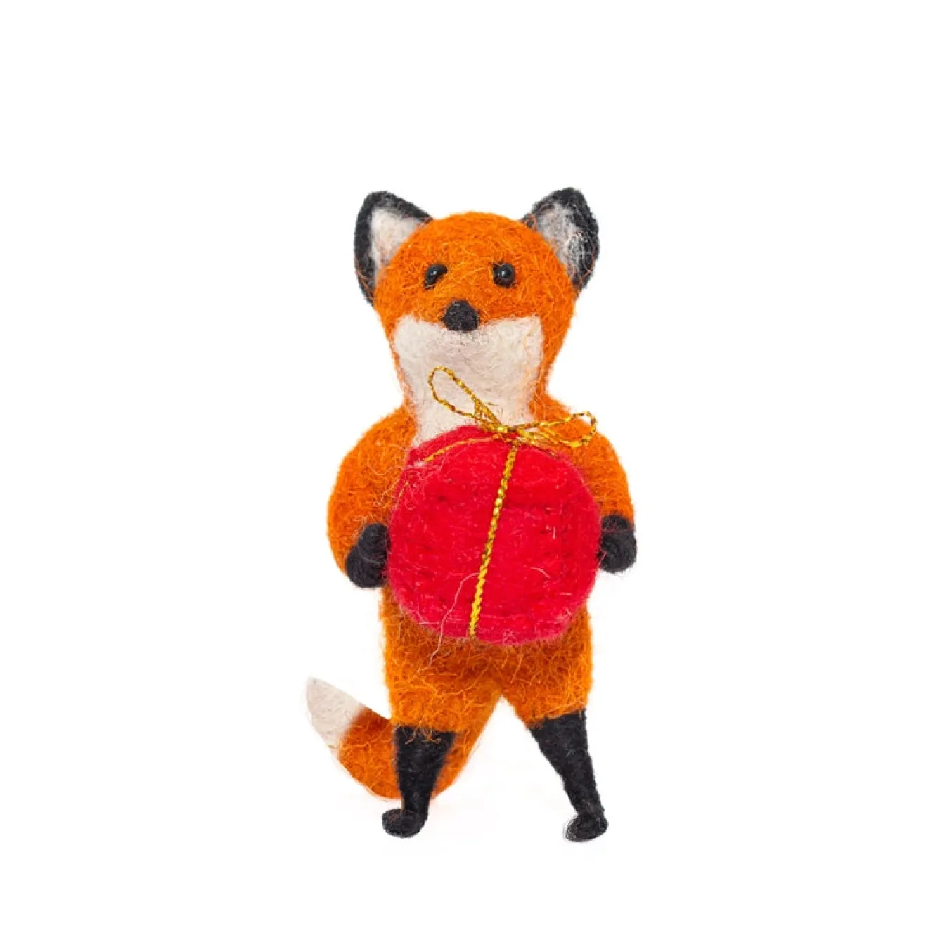 Sew Heart Felt Rusty Fox Holding a Present Felt Decoration- Christmas Decorations|Seasonal Decor