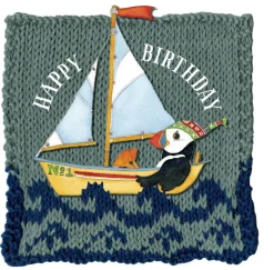 Emma Ball Sailing Birthday - Woolly Puffins Greetings Card- Greeting Cards