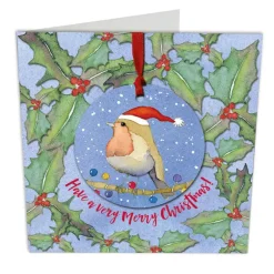 Emma Ball Santa Robin Melamine Bauble Card- Christmas Decorations|Christmas Cards