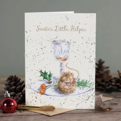 Wrendale Designs 'Santa's Little Helper' Christmas Greetings Card- Greeting Cards