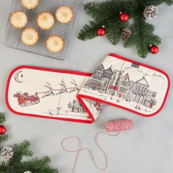 Victoria Eggs Santa's Sleigh Double Oven Glove- Christmas|Oven Gloves/Mitts