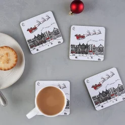 Victoria Eggs Santa's Sleigh Set of 4 Coasters- Coasters
