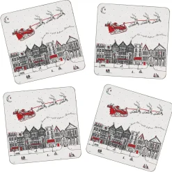 Victoria Eggs Santa's Sleigh Set of 4 Coasters- Coasters