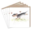 Paper Shed Design Sausage Dog and Butterflies Set of 5 Notecards- Greeting Cards