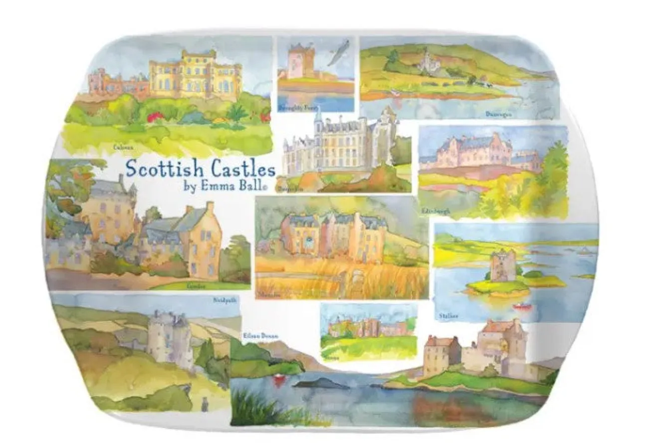 Emma Ball Scottish Castles & Houses Melamine Scatter Tray- Trays