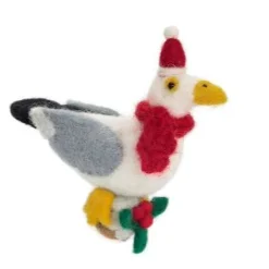 Amica Felt Seagull with Christmas Pudding Felt Decoration- Christmas Decorations|Christmas