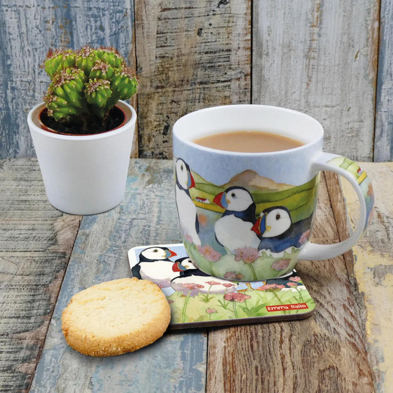 Emma Ball Sea Thrift Puffins Bone China Mug (Boxed)- Tea|Seaside