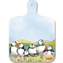 Emma Ball Sea Thrift Puffins Mini Chopping Board- Kitchenware|Chopping Boards