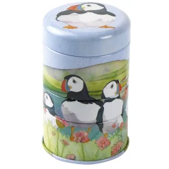 Emma Ball Sea Thrift Puffins Set of 3 Mini Stacker Tins- Storage