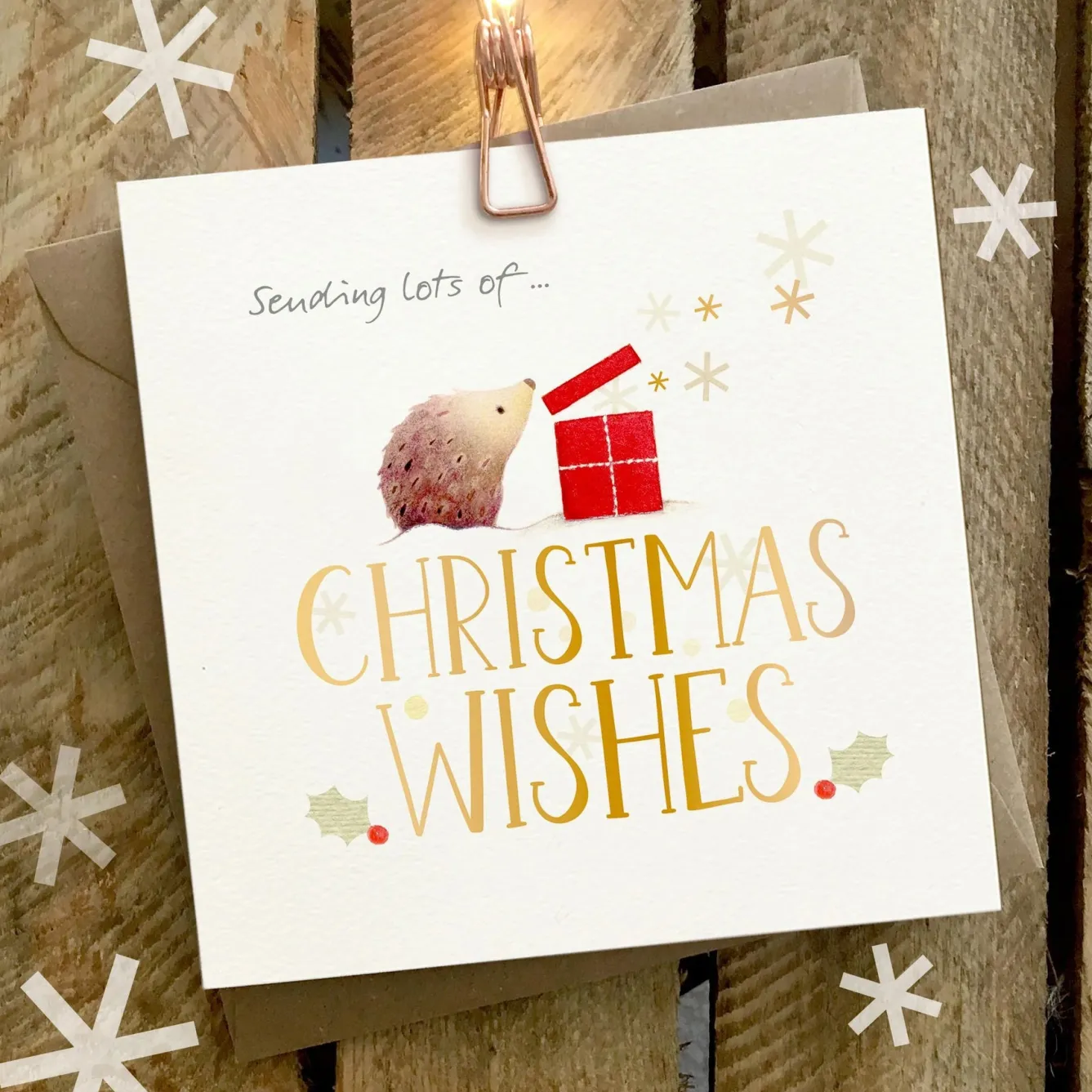Ginger Betty Sending Lots of Christmas Wishes Hedgehog Card- Christmas Cards