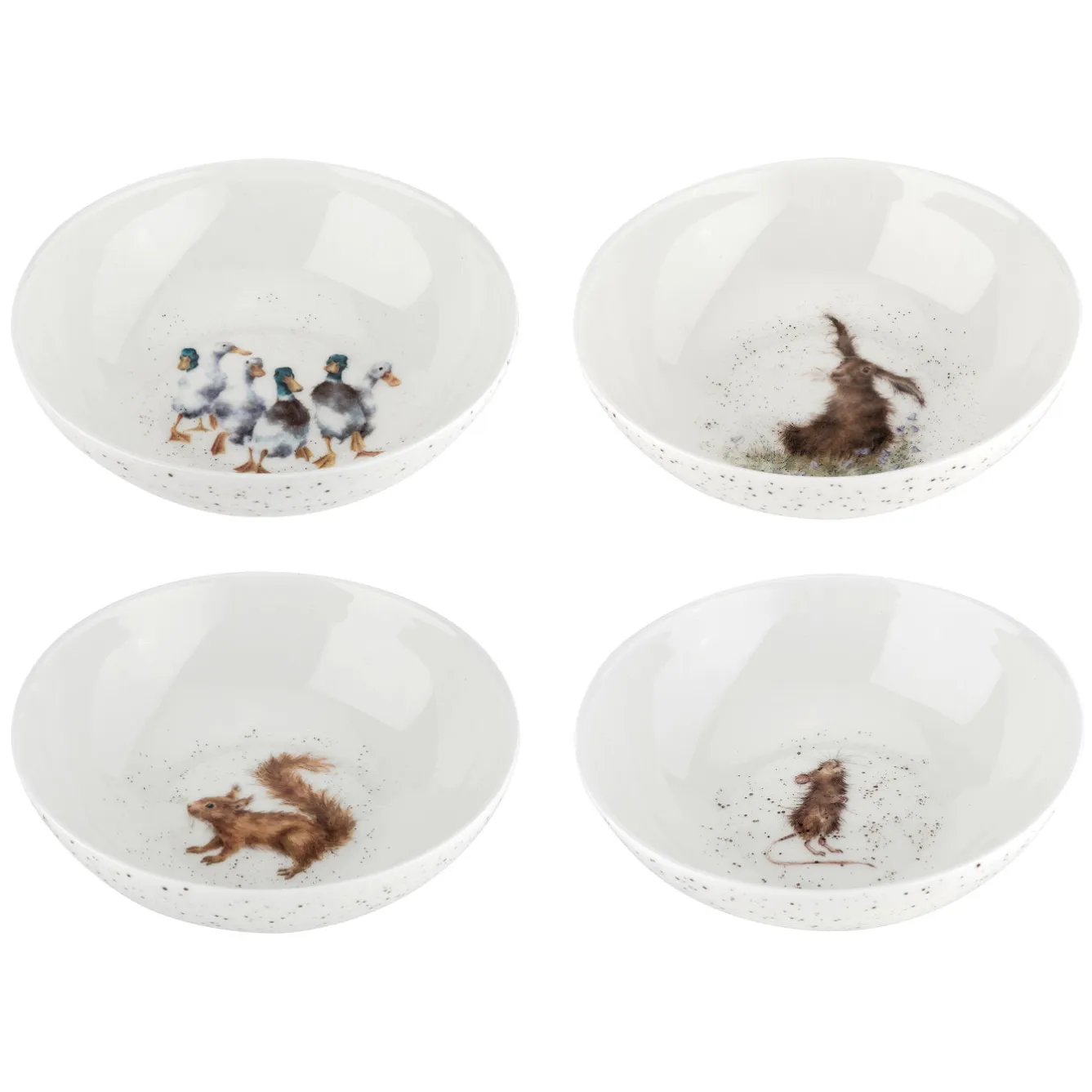 Wrendale Designs Set of Four 6 Inch Bowls (Hare, Duck, Mouse, Squirrel)- Plates