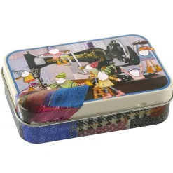 Emma Ball Sewing Gnomes Hinged Small Rectangular Tin- Storage