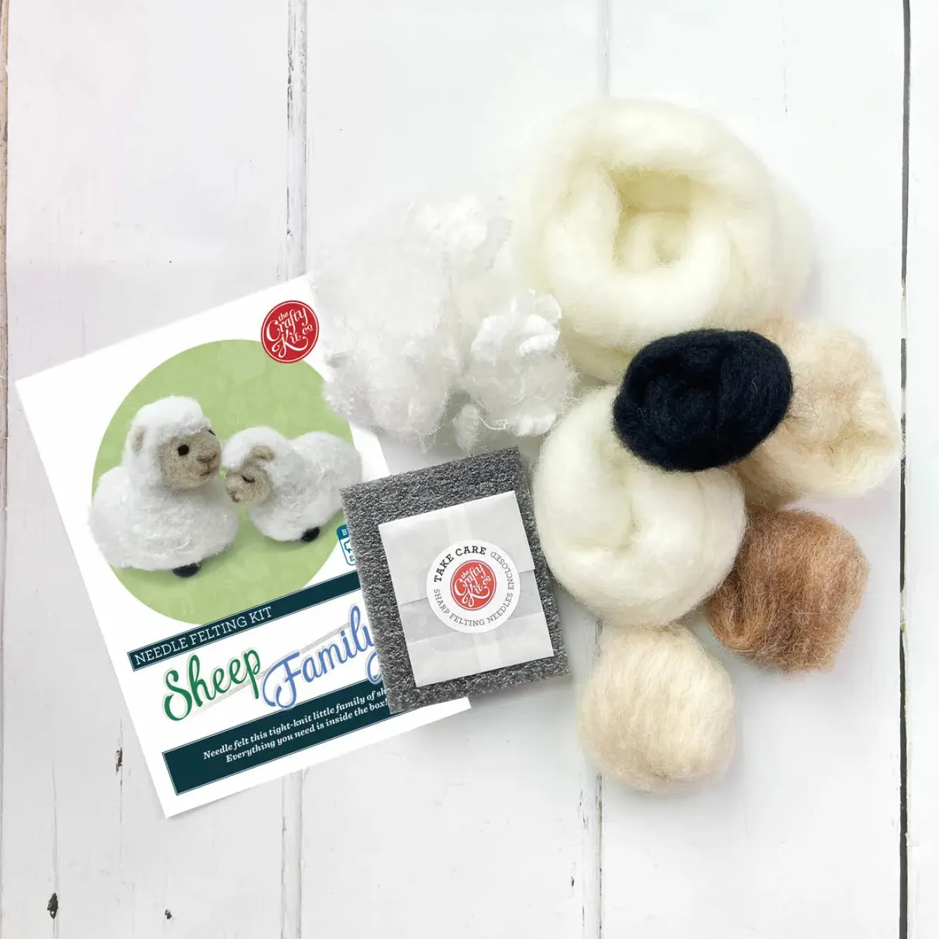 The Crafty Kit Co. Sheep Family Needle Felting Kit- Easter|Crafts
