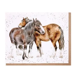 Wrendale Designs 'Side by Side' Horses Greetings Card- Greeting Cards