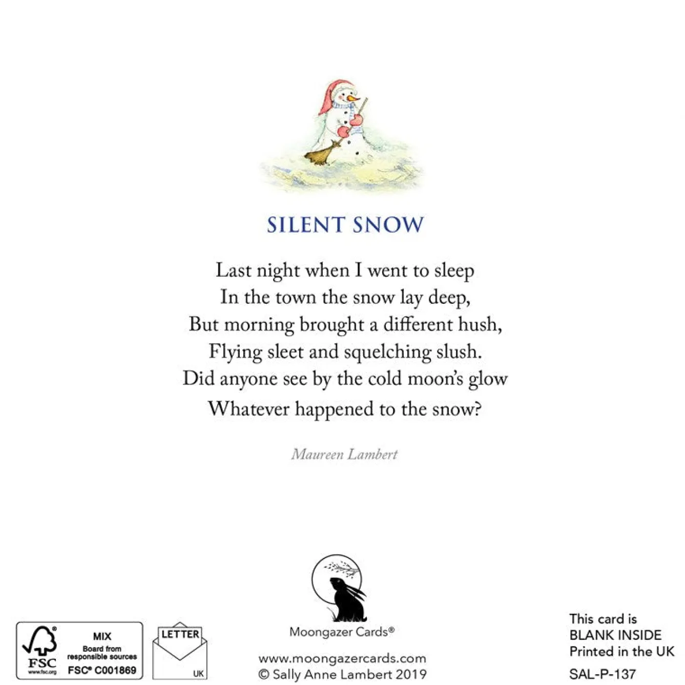 Moongazer Cards Silent Snow Greeting Card- Christmas Cards|Greeting Cards