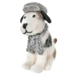 Amica Felt Sitting Jack Russel with Flat Cap & Scarf- Christmas Decorations|Christmas