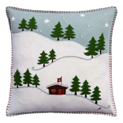 Jan Constantine Ski Cabin Pillow - Duck Egg Blue- Seasonal Decor|Pillows & Throws