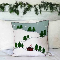 Jan Constantine Ski Cabin Pillow - Duck Egg Blue- Seasonal Decor|Pillows & Throws