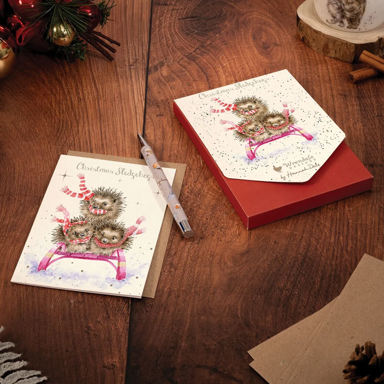 Wrendale Designs 'Sledgehogs' Hedgehog Christmas Card Pack- Christmas Cards|Stationery