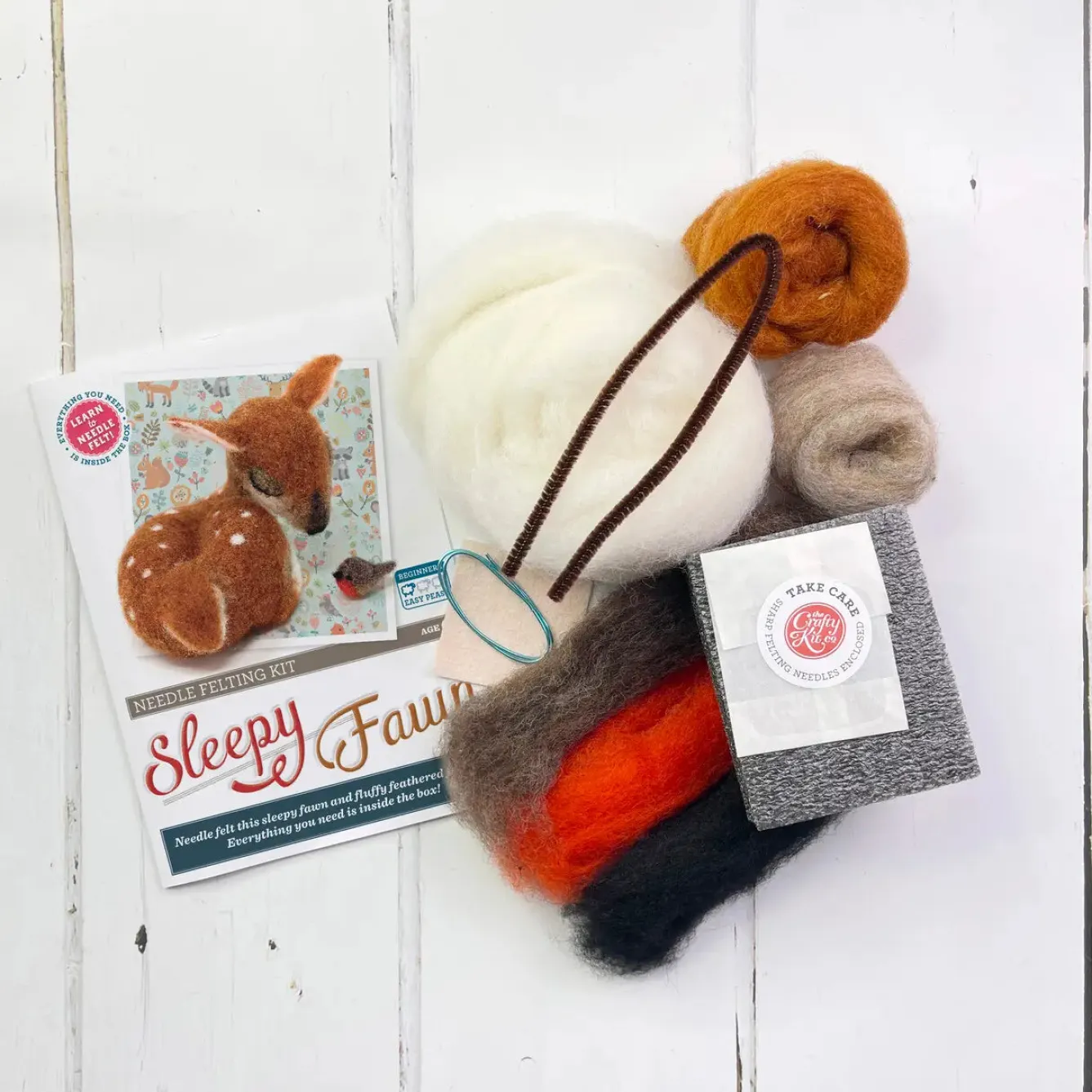 The Crafty Kit Co. Sleepy Fawn Needle Felting Craft Kit- Crafts|Children