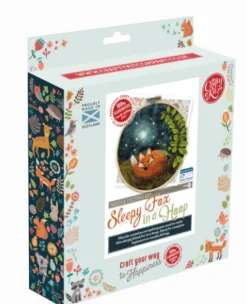 The Crafty Kit Co. Sleepy Fox in a Hoop Needle Felting Kit- Crafts