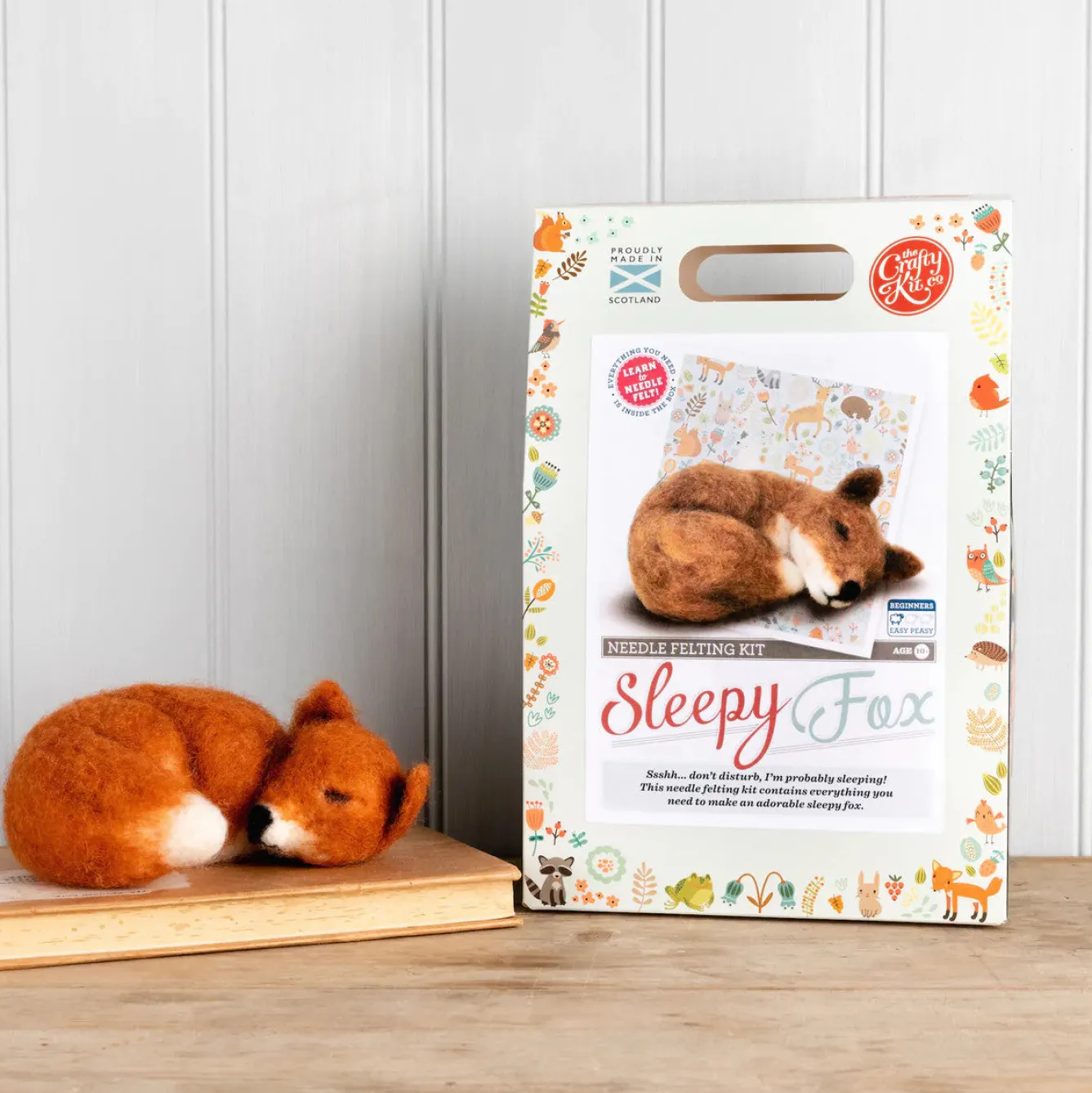The Crafty Kit Co. Sleepy Fox Needle Felting Kit- Crafts