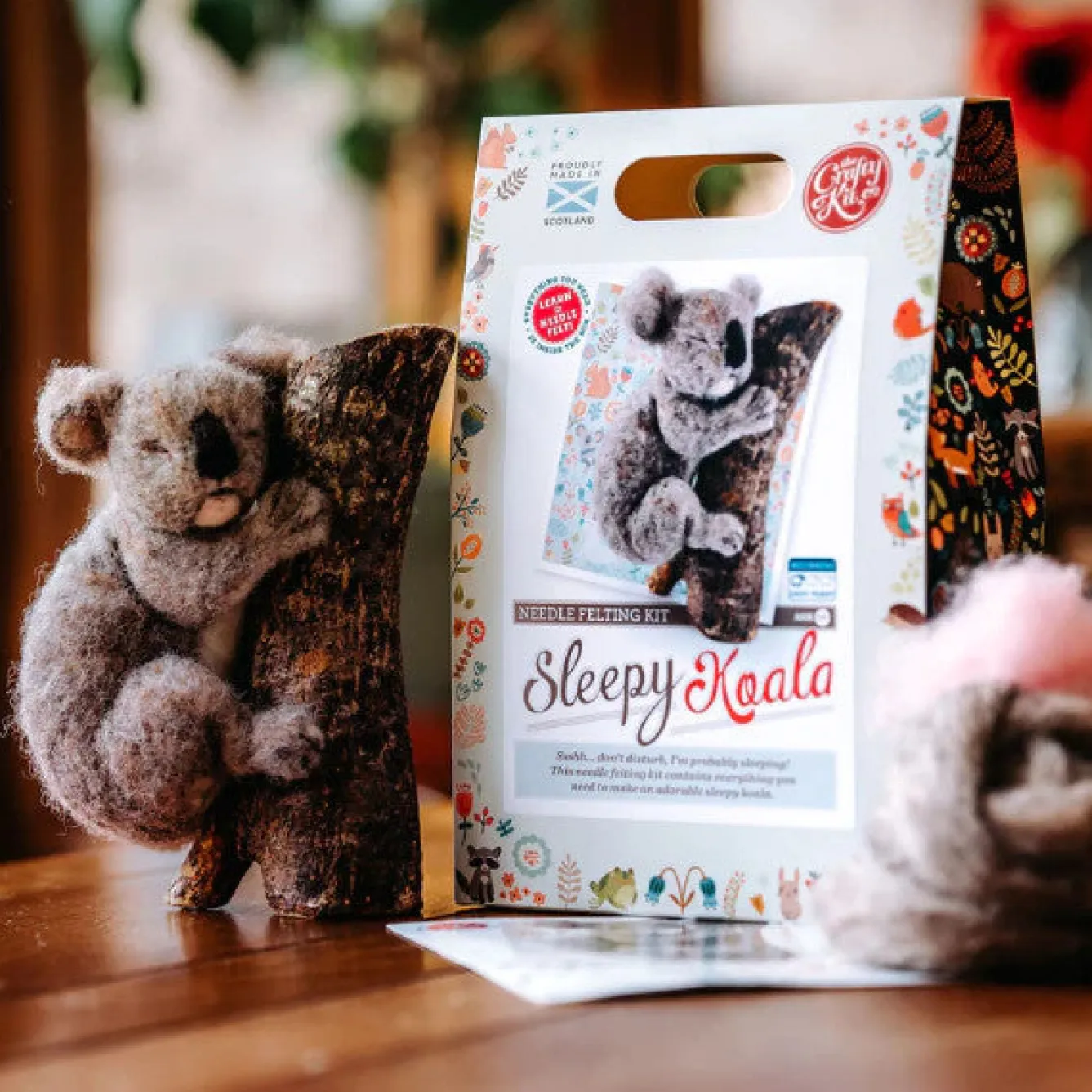 The Crafty Kit Co. Sleepy Koala Needle Felting Craft Kit- Crafts|Children